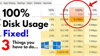 Disk Usage 100 Problem Fix  Solved  Windows 11 [upl. by Maidel]