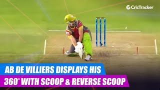 MSL 2019 AB de Villiers displays his 360° hitting skills with a scoop amp reverse scoop [upl. by Ynnig]