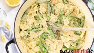 Pasta met asperges en zalm in een romige dillesaus [upl. by Sergius]