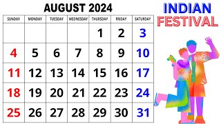 Calendar August 2024  August Calendar 2024 with Holidays  August 2024 Calendar  2024 Calendar [upl. by Aerdua]