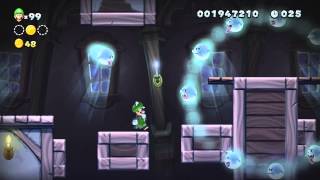 New Super Luigi U Secret Exit Walkthrough  Soda Jungle Ghost House Boos Favorite Haunt [upl. by Lertsek]