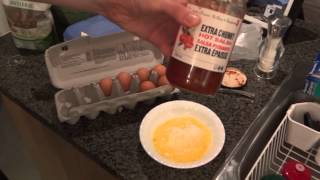 Cooking with Geoff Two Eggs in a Bowl with Salsa microwaved  a great late night snack [upl. by Anila736]