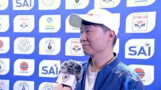 Interview Yuehong Li CHN Gold Medal 25m Raprd Fire Pistol Men Delhi IND ISSF World Cup Final 2024 [upl. by Ateerys]