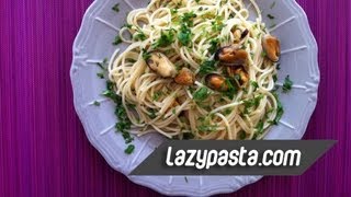 Spaghetti with mussels in white wine  easy pasta recipes by Lazy Pasta [upl. by Philine]