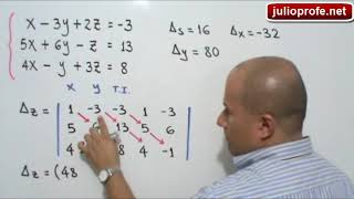 Sistema de 3x3 resuelto por Regla de Cramer [upl. by Euqinaj555]