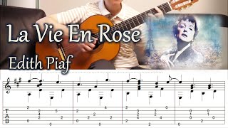 La Vie En Rose  Edith Piaf  Fingerstyle Guitar  TAB [upl. by Soraya]