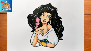 How to Draw Esmeralda  The Hunchback of Notre Dame [upl. by Rimaa819]