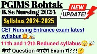 Syllabus for CET💥😲 pgims rohtak BSc nursing 2024Application formEligibilty criteria pgimsrohtak [upl. by Delcina539]