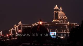 Rashtrapati Bhavan gleams with lights [upl. by Airahcaz]