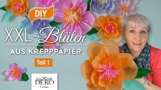 DIY Riesige Blüten aus Krepppapier für Wanddekos selber machen Teil 1How to  Deko Kitchen [upl. by Viviana]