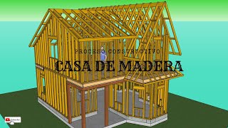 Proceso constructivo de una casa de madera segundo nivel y techo Pt 2 [upl. by Airbmat]