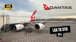 QANTAS A380 QF12 Economy Class  Los Angeles to Sydney Qantas First Lounge LAX Jan 2024 4K [upl. by Hi549]