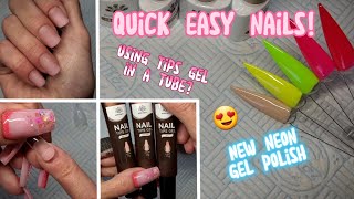 EASY BEGINNER NAILS  BORN PRETTY GLUE GEL IN A TUBE amp NEW NEON GEL POLISH [upl. by Nnywg]