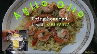 EASY AGLIO OLIO RECIPE  Using homemade fresh pasta  Kitchen Fairy [upl. by Tattan]