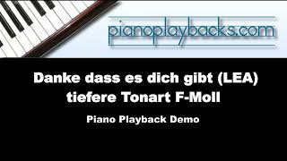 Danke dass es dich gibt LEA Cover Piano Playback Instrumental Demo tiefere Tonart FMoll [upl. by Anoirb]