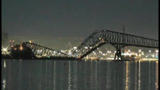 Cargo ship hits Baltimores Key Bridge bringing it down At least 7 people believed to be in water [upl. by Ralph328]