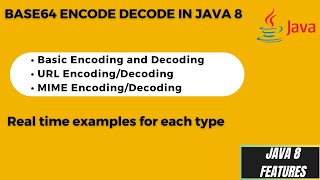 13 How to Encode and Decode the data in java 8  Java 8 Base64 Encode Decode with examples [upl. by Naiva]