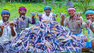 1000 BIG SIZE CRABS  Big Blue Crab Fry Recipe Cooking in Village  Seafood Recipe  Crab Recipe [upl. by Licha]