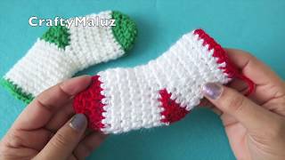 CROCHET TUTORIAL  CALCETÍN TEJIDO Navideño  Calcetín a crochet para bebé 3 a 6 meses [upl. by Yednil]