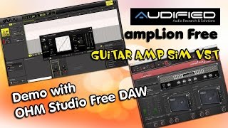 Audified ampLion Free VST Guitar Amp Sim Demo with OHM Studio Free [upl. by Sadick]