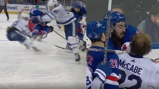 Mika Zibanejad Not Happy After Jake McCabe Levels Ryan Lindgren [upl. by Ellevehs823]