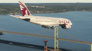 Avión Qatar A380800 aterrizaje de emergencia en el aeropuerto HALIFAX INTL [upl. by Becca]