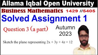 1429 code solved assignment 1 question 3 a part Autumn 2023  Sketch the plane representing [upl. by Kobylak459]