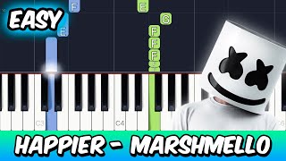 Happier Marshmello amp Bastille Easy Piano Tutorial [upl. by Nohtiek]