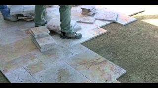 Travertine Paver Pool Deck Installation  Part 2 [upl. by Elatnahc]