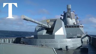 Russian warship with hypersonic Zircon missiles on drills in Atlantic [upl. by Aissirac]