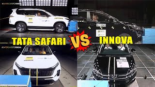 Tata Safari vs Toyota Innova Crash Test Safety Rating  Which one is Safe  Motorvibe [upl. by Minetta]