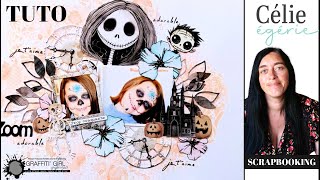 Créez votre Page de Scrapbooking Halloween avec Célie  Tuto Complet [upl. by Heidt]