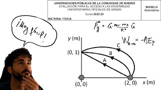 Ejercicio resuelto EVAU 2023 CAMPO GRAVITATORIO FUERZA y TRABAJO  EVAU Física Madrid Modelo 2023 [upl. by Remsen]