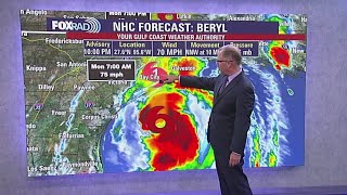 Tropical Storm Beryl approaching Texas coast [upl. by Agem]