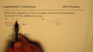 Logarithmic and Logarithmic Forms to Write Inverse of Exponential Functions [upl. by Zetnod856]