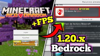 🟢 AUMENTA los FPS de Minecraft PE 120X  Red Dragon OPTIFINE para Minecraft Bedrock 120X [upl. by Elaweda]