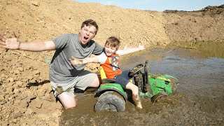 Saving our tractor from deep mud and dirt  Tractors for kids [upl. by Sybila93]