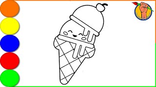 How to Draw an Ice Cream Popsicle Easy  Easy Ice Cream Drawing  How To Draw A Cute Ice Cream Cone [upl. by Chlo71]