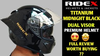 RIDEX Titanium Midnight Black Premium Helmet Review  Full Safety Price 6290 Worth Buying [upl. by Tocs]