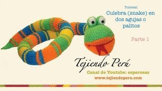 Culebra snake tejida en dos agujas o palitos parte 1 el cuerpo [upl. by Geithner]