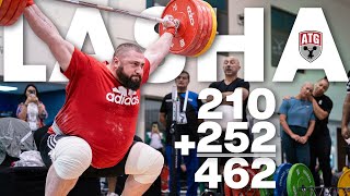 Lasha Talakhadze 210kg Snatch x3 252kg CampJ 462 TOTAL 2023 Worlds [upl. by Kleiman]