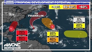 Tropical update Increasing moisture and rain chances for the Carolinas [upl. by Amal]