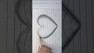 How to make a 3D heart drawing 3dheart drawwithme easydrawing sketch rendering trending viral [upl. by Neelyahs]