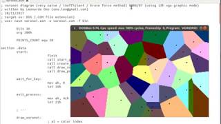 Assembly 808687  DOS 2D from scratch  Voronoi diagram very inefficient  brute force method [upl. by Atokad735]