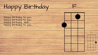 Happy birthday UKULELE TUTORIAL W LYRICS [upl. by Yenffit]