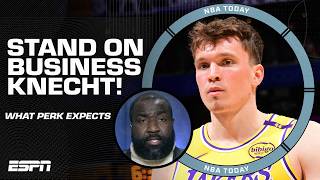 Perk says Dalton Knecht needs to STAND ON BUSINESS in the Lakers starting lineup 😤  NBA Today [upl. by Assiruam]