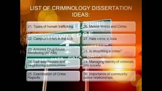 Criminology Dissertation Ideas [upl. by Nylhtak]