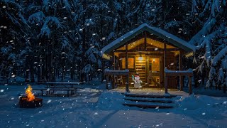 Overnight Winter Snowstorm In Cozy Log Cabin  Winter Wonderland [upl. by Templia137]