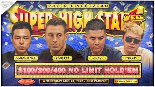 SUPER HIGH STAKES WEEK 100200400 100K Min Buyin Garrett Andy Aaron Zang Wesley Ryusuke [upl. by Hairym199]