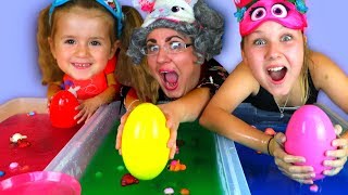 GELLI BAFF SLIME CHALLENGE GAME Greedy Granny LOL Dolls amp Surprise Eggs [upl. by Tawsha987]